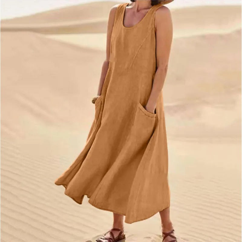 Elegant Sleeveless Cotton and Linen Dress for Women: Your Go-To Summer Essential