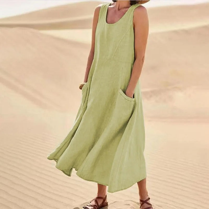 Elegant Sleeveless Cotton and Linen Dress for Women: Your Go-To Summer Essential