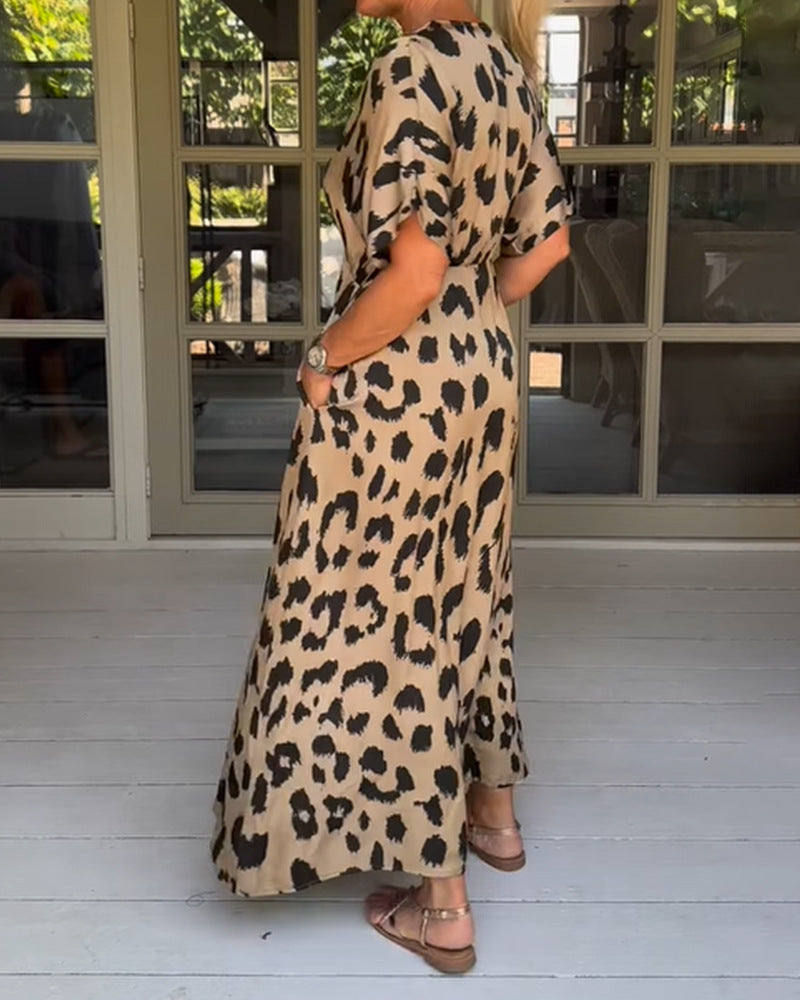 Leopard V-Neck Maxi Dress | Perfect for Summer